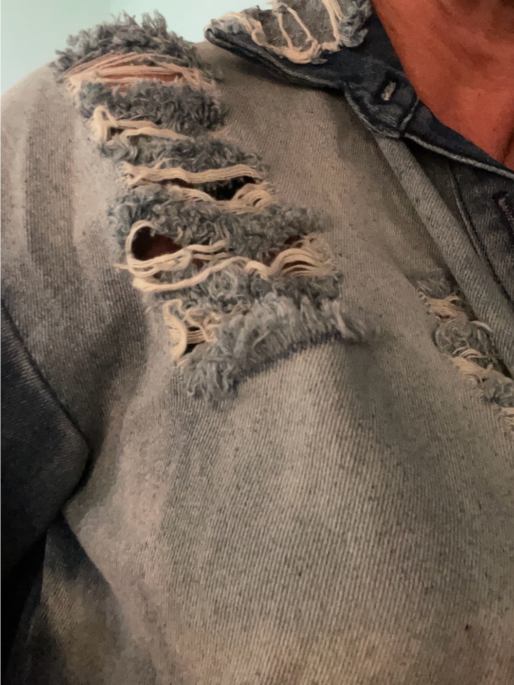 Vibrant Washed Blue Distressed Denim Jacket - Picture 2 of 12